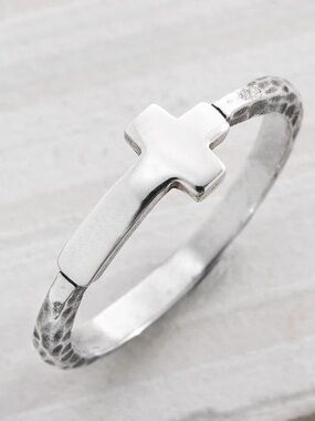 🆕 SILPADA 925 Silver Simplex Cross Ring Hammered Christian Faith Religious NIB 9